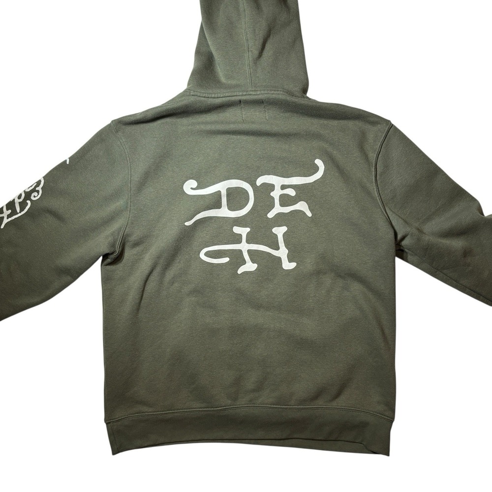 Ed Hardy Dragon Tiger Tattoing Sweatshirt Hoodie Green Men's Large - Picture 8 of 8